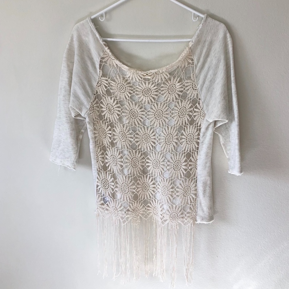 Urban Outfitters (Staring at Stars) Cream Crochet Back Top